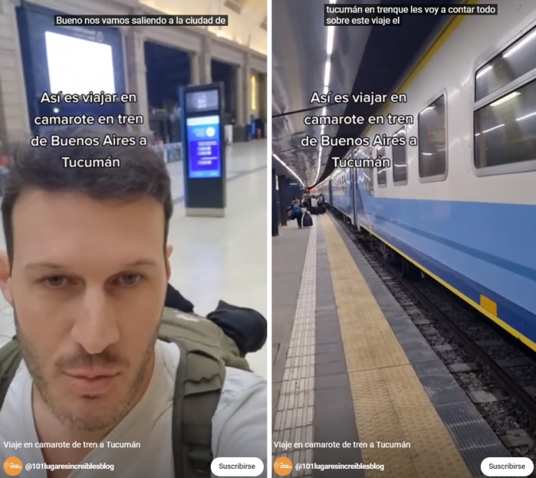 VIDEO: influencer muestra un viaje a Tucumán tren
