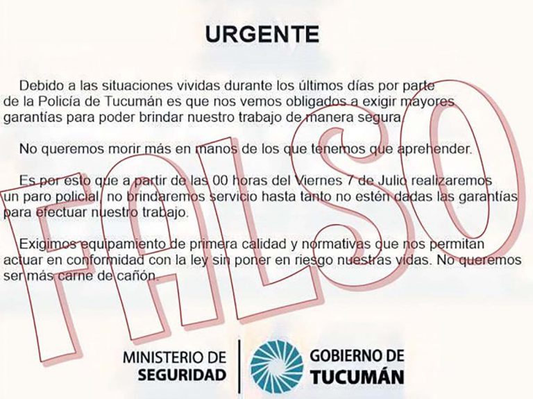 Agitando fantasmas: El anuncio de un paro policial en Tucumán desató paranoia pero el Gobierno lo desmintió