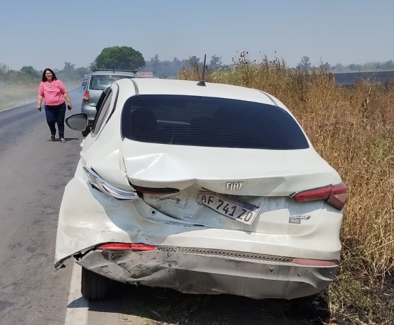  Choque en cadena en Ranchillos por la quema de rastrojo