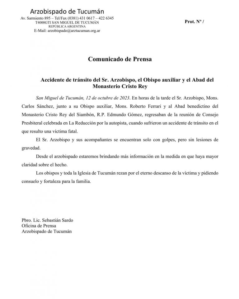 El accidente del Arzobispo en el Siambón: una víctima fatal