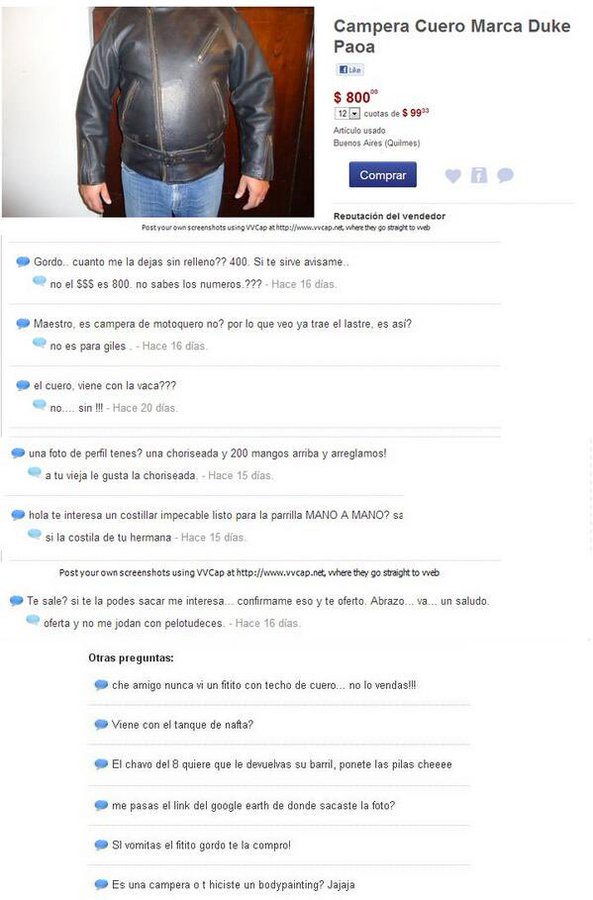 La curiosa viralización de una campera de cuero en Mercado Libre: cuando los comentarios roban el show