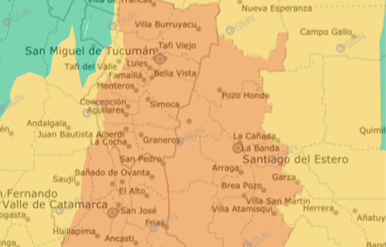 Tormentas intensas: horario de alerta naranja en Tucumán, Catamarca y Santiago del Estero