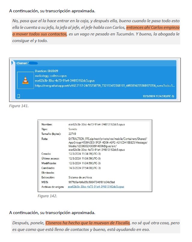 Los mensajes de una tal Clemen, cercana a la denunciante, sobre el caso. 