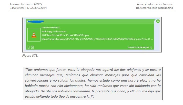 El mensaje que revela cómo se "armó" la causa borrando mensajes contrarios a la falsa denuncia.