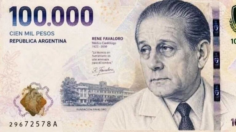El Banco Central desmiente la circulación de un billete falso de 100.000 pesos con la imagen de René Favaloro