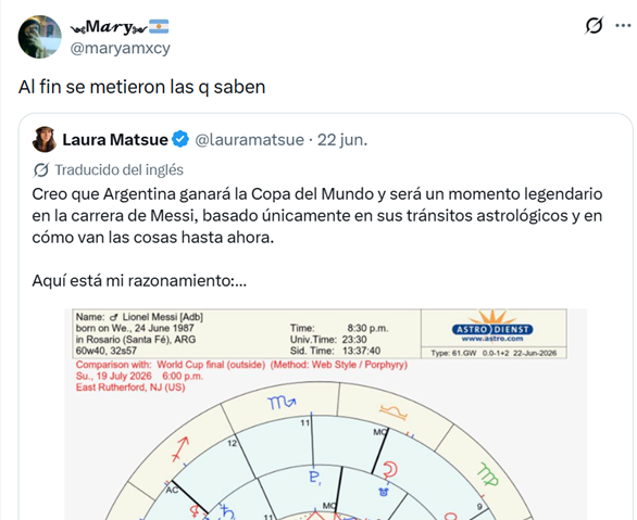 «Al fin se metieron las que saben»: la predicción astrológica que ilusiona a los hinchas de Argentina