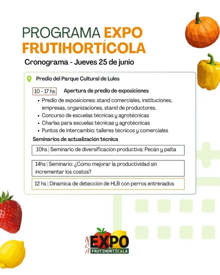 Arranca la cuarta Expo Frutihortícola del NOA en Lules con más de 100 stands y participación educativa