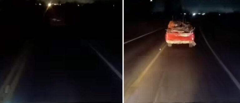 «Está loco, hermano»: un camionero filmó a un auto que iba completamente a oscuras por la ruta 38