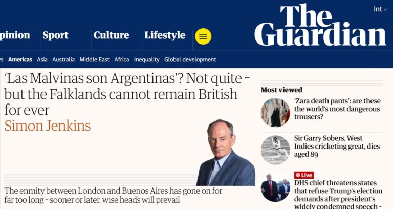 The Guardian insta a retomar negociaciones por Malvinas: “No pueden ser británicas para siempre”