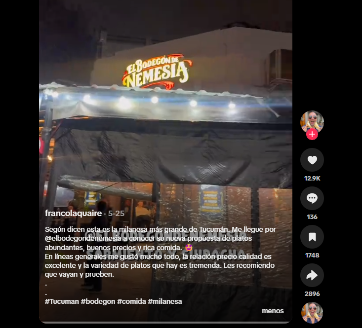 ¿La milanesa más grande de Tucumán? El nuevo bodegón que es furor en las redes por sus platos gigantes y