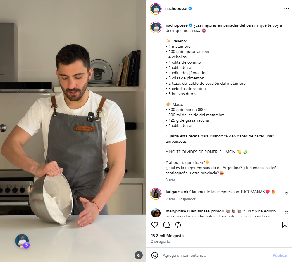 Nacho Posse compartió su receta de empanadas y reabrió el debate sobre la mejor del país - El Federalista
